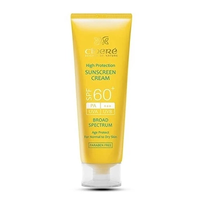 کرم ضدآفتاب بی رنگ سینره SPF60 انواع پوست