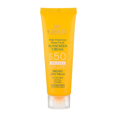 کرم ضدآفتاب بی رنگ سینره SPF50 پوست چرب