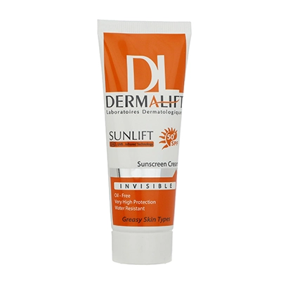 کرم ضد آفتاب بی رنگ درمالیفت SPF50 پوست چرب