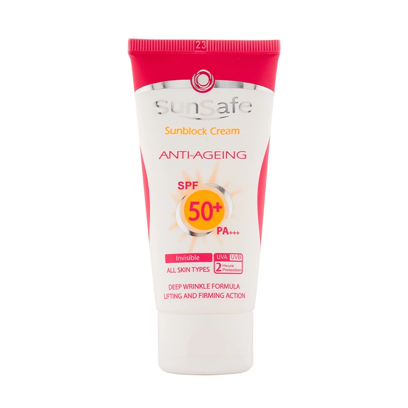 کرم ضد آفتاب و ضد چروک سان سیف بی رنگ SPF50