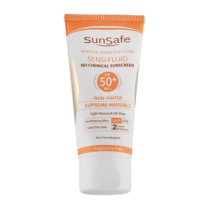 فلوئید ضد آفتاب بی رنگ سان سیف SPF50 پوست حساس