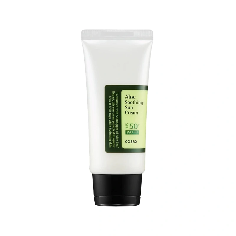 کرم ضدآفتاب آبرسان و تسکین دهنده بی رنگ آلوئه ورا SPF50 انواع پوست-1