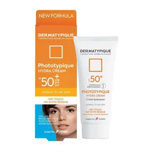 کرم ضدآفتاب بی رنگ درماتیپیک هیدرا SPF50 پوست خشک 50 میل