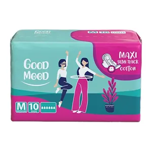 نوار بهداشتی مدل مکسی کتان نیمه ضخیم سایز متوسط بسته 10 عددی