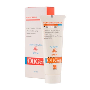 ضد آفتاب بدون رنگ الی ژن دارای SPF30 خاصیت ضدچروک مناسب پوست چرب