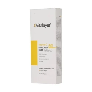 فلوئید ضد آفتاب ویتالیر رنگی دارای 50 SPF مدل Vitamin C حجم 50 میل