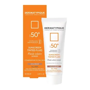ضد آفتاب درماتیپیک فلوئیدی رنگی پوست چرب SPF50 بژ طلایی