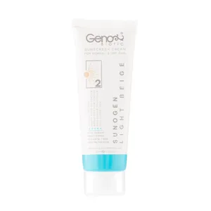 ضد آفتاب رنگی سانوژن spf50 مناسب پوست خشک و معمولی ژنو بایوتیک 02 بژ روشن رنگ