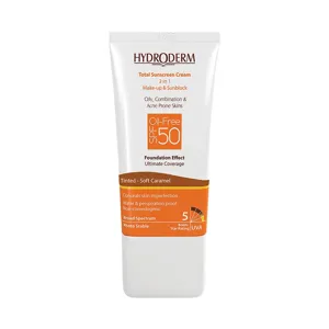 ضد آفتاب کرم پودری 2 در1 با spf50 کاراملی