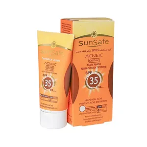 کرم ضد آفتاب رنگی دارای SPF35 ضد آکنه مناسب پوست چرب سان سیف بژ روشن رنگ