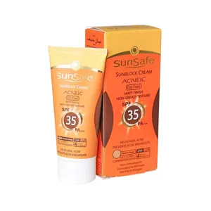 کرم ضد آفتاب رنگی دارای SPF35 ضد آکنه مناسب پوست چرب سان سیف بژ متوسط رنگ