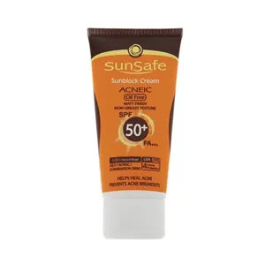ضد آفتاب رنگی فاقد چربی آنتی آکنه spf50 حجم 50 میل سان سیف بژ طبیعی